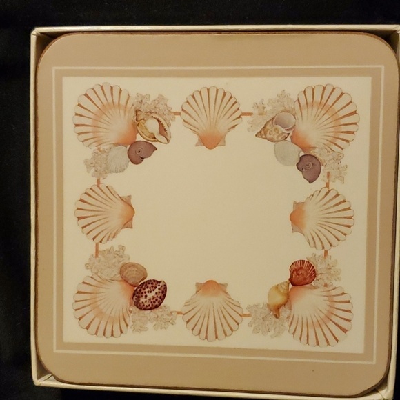 Royal Table Satin Finish Seashell Beige Coasters-Set of 6 - Picture 1 of 5
